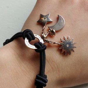 Thomas Sabo Charm Club Sterling Silver Sun Moon Star Heart Adjustable Br…